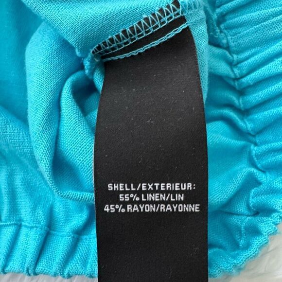 7 For All Mankind Turquoise Linen-Blend Crop Top size L NWT - Picture 4 of 6